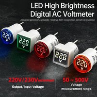 1PC EU Plug LED Household Digital Monitor Alternating Current 50V~500V Voltmeter Universal Circular Indicator Light AC220V