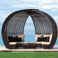 High Quality PE Rattan Waterproof Garden Furniture Leisure Swimming Pool Recliner Bed Outdoor Sun Lounger Beach Pool Chair