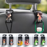 2Pcs Universal Car Headrest Hook Cute Couple Car Hanger Seat Back Hanger Storage Hook Cloth Storage Holder Clip Car Accessories