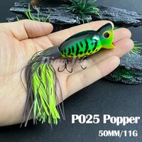11g 50mm Surface Cupped Mouth Hula Popper Swim Baits with Rubber Skirt Isca Popper Pesca 3D Eyes Topwater Fishing Bass Supplies