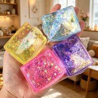 Slow Rebound Aurora Colorful Maltose Tofu Ice Cube Squishy Toy Soft Simulated Block Pinch Fidget Toy Tension Relief Plaything