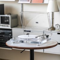 Hi-Fi Bluetooth Vinyl Turntable, Transparent Acrylic Record Player, Modern Desktop Phonograph
