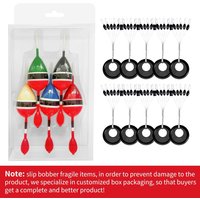 Slip Bobbers Kit,Balsa Wood Slide Floats with Bobbers Stops,Fishing Cork for Crappie Panfish Bass Trout