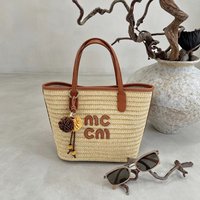 Mexican Straw Women's Handbag Large Capacity Summer 2026 Vacation Beach Woven Basket Bag Soft Polyester Single Strap