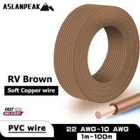 RV-Brown 22-10AWG 1-100m PVC Copper cable electric extension cord Electronic Cables For Car Speakers Automotive wring 22awg