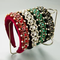 Statement Large Crystal Headpiece Royal Luxury Imitation Pearl Hair Hoop Vintage Prom Opera Padded Headband Accessory