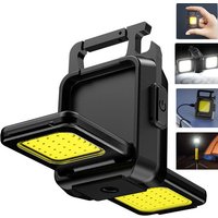 Petite lampe de poche LED aste USB, lampe porte-clés, torche multifonctionnelle, lampe de travail portable, COB, rotation à 90 °, lanterne de camping