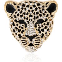 Vintage Women's Brooch Metallic Rhinestone Leopard Head Broochs Gifts Accessories