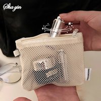 Grid-style Mini Portable Double-layer Storage Bag - Pouch for Coin, Makeup, Cables, Earphones & Small Items