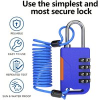 4 Digit Combination Padlock with Retractable Cable Anti-Theft Customs Password Lock for Suitcase Luggage Cabinet Backpack Lock