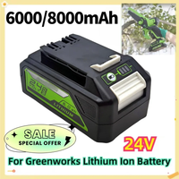 Applicable Greenworks Battery ART G24B2, 2938407 24V 6000/8000mAH