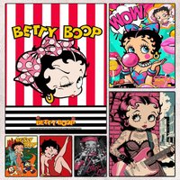 Hot Cartoon B-Betty B-BoopES Poster HD Art Mural Wallart Poster Waterproof Vintage Print Decor for Home Decoration DIY Durable