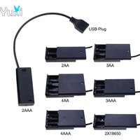 YuXi 18650 AA/AAA 2/3/4 Slot Battery Holder Battery Storage Box With USB Plug Terminal Line With Cover & Power Switch