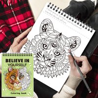 24 Pages Coloring Book, Relaxing Coloring Book, Animal Graffiti, Including 1 Picture Card, Fun Coloring Book for Adult
