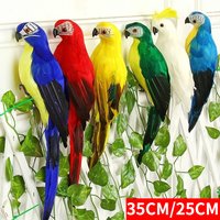 Handmade Simulation Parrot 25/35cm Creative Feather Lawn Figurine Ornament Animal Bird Garden Bird Prop Decoration Miniature