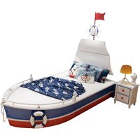 2026 Factory Wholesale All Solid Wood Children'S Bed Boys Single Bed Creative Nautical Boat Type 1.5m Baby Bed With Guardrail