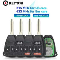 KEYYOU With Battery KOBDT04A Remote Car Key For Dodge Chrysler Jeep Dakota Durango Charger 300 Aspen Grand Cherokee Wrangler