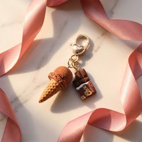 Cute Mini Dessert Keychain Sweet Ice Cream Earphone Bag Hanging Ornament