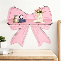 1pc Pink Bow Wooden Hanging Sign Cute Bow Decor for Wall Pink Room Decoration Preppy Home Art for Bedroom Living Room Nursery