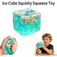 Simulation Ice Cube Squishy Toy Blue Ocean Shells Squeeze Ball Sensory Fidget Toy for Stress Relief Office Desk Decor Party Gift