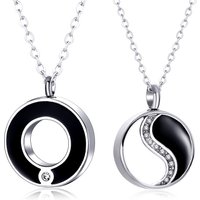 Circle Round Pendant Cremation Jewelry Memorial Ashes Urn Keepsake Yinyang Necklace