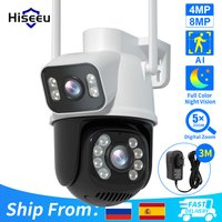 Hiseeu 4K 8MP PTZ Wifi IP Camera Dual Lens 5X Zoom AI Human Detect Wireless Surveillance CCTV Cameras Security Protection