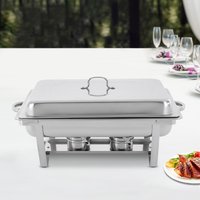 Chafing Dish Buffet Set, Rectangular Catering Chafer Warmer Set 3 Compartments 2.5L, Buffet Dishes Warming Set with Lid