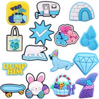 1PCS Cartoon Flower Water Droplets Polar Bear Rabbit Easter Egg Fishtail PVC Shoe Charms Sandals Shoes Decoration Kid Party Gift
