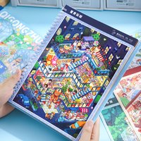 TIANZI 16 Pcs Super Large Miniature Scene Sticker Book 3D Cute Three-Dimensional House DIY Sticker Collection Book Sence Sticker