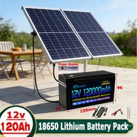 ⚡️⚡️12V 120000mAh 18650 lithium battery for solar energy built-in high current 30A BMS electric vehicle battery+12.6V charger⚡️
