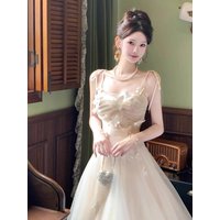 3D Lace Strapless Dress Wedding Gown Women's Summer New Style Long Skirt Korean Version Belted Ball Gown