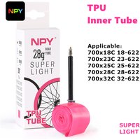 NPY 1Pcs Ultralight 28g Bike TPU Inner Tube 700X18 25 28 32 Road Bicycle TPU Material Tire 45mm/65mm/85mm Length French Valve