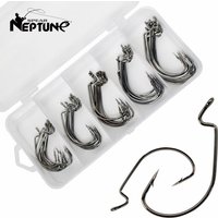 50pcs Crank Hook Set 8#-3/0 Fishing Hooks Saltwater Soft Worm Lure Wide Gap Offset Fishhook Jig Fish Hook For Carp Pike with Box