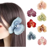 Cloth Butterfly Flower Hair Clip Pearl Korean Style Orchid Flower Hairpin Seaside Vacation Headwear Headdress Girl Hair Clip