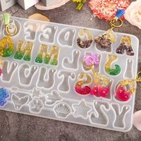 Silicone Resin Casting Molds Set with Alphabet Reverse Letter Shaped for DIY Keychain and Jewelry Pendants