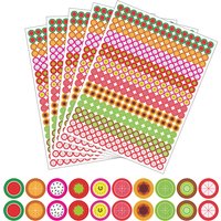 1500 Pcs Fruit Hole Reinforcement Stickers, 10 Donut Designs, Tear-Resistant Labels for Loose-Leaf Paper and DIY Projects