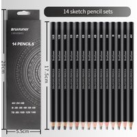 14Pcs Professional Sketch Pencil Set HB 2H 4H B 2B 3B 4B 5B 6B 7B 8B 10B 12B 14B Graphite Art Hand-Painted Pen School Stationery