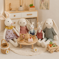 Handmade Linen Bunny Doll Montessori Role-Playing Fabric Animal Doll Nursery Decoration Children's Birthday Gift
