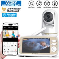 5 Inch Baby Monitor 3x Zoom PTZ Cam APP+monitor Dual Control WIFI Electronic Baby Sitter Two Way Audio Night Vision Baby Phone