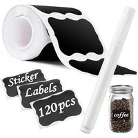 120Pcs/Roll Removable Blackboard Stickers With Erasable Pen Waterproof Chalkboard Label Household Bottle Labels For Home Kitchen