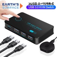 USB3.0 Switch KVM Hotkey Switcher 2 PCs Sharing 4 Devices USB Switch Shared Controller Adapter Hub for PC Keyboard Mouse Printer