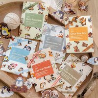 40Pcs/Bag Embroidered Pet Fabric Book Series White Kraft Paper Sticker Kawaii Animal DIY Journal Scrapbook Decor