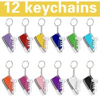 12Pcs Cute Mini Canvas Sneaker Keychain Tennis Shoes Keychain Sport Sneaker Keyrings for Bag