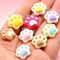 10Pcs Cute Animal Paw Print Resin Charms For DIY Necklace Bracelet Jewelry Making Accessories