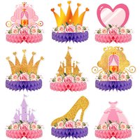 9pcs Pink Princess Honeycomb Centerpieces Castle Carriage Afternoon Tea Party Table Girls Princess Birthday Baby Shower Decor
