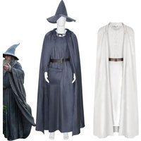 Movie Gandalf Cosplay Costume White Rings Robe Cape Men Fantasia Halloween Carnival Suit