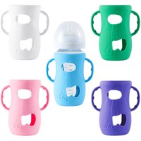 Universal Baby Bottle Cover Anti Break with Handles Glass Bottle Sleeves Thermal Insulation Durable Silicone Sleeves Infant