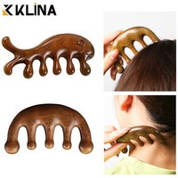 KLINA Körpermeridian-Massagekamm, Sandelholz, fünf breite Zahn, chinesische Medizin, TCM-Therapie, Durchblutung, glatt, gegen Haarausfall