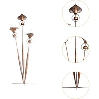 Garden Lily Stake with Bells Lawn Ornament Landscape Housewarming Gift Iron