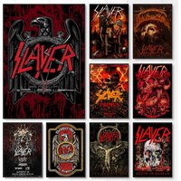 S-Slayer Heavy Metal Rock Band Poster Waterproof Wall Art Sticker For Bar Living Room Vintage Decor High Quality Print Gift
